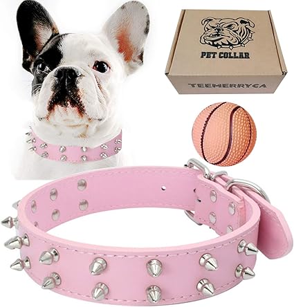 Teemerryca Résistant à Leau Robuste Collier De Chien à Pointes Pour Petitmoyende Grands Chien Rose