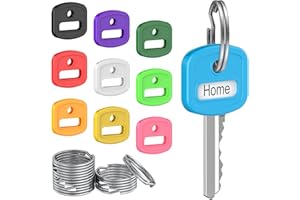 Uniclife 10 Pcs Key Covers Caps, 1" Key Identifiers with Labels, Soft Stretchy Key Covers for House Key, Cute Key Head Protectors for Standard Keys (Not for Odd-Shaped Keys), 10 Colors