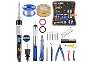 Electronics Soldering Iron Kit, 80W Adjustable Temperature Welding Tool with LCD Display,20 in 1 Soldering Kit,On/Off Switch,