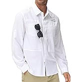 Men's UPF 50+ Sun Protection Fishing Shirts Long Sleeve Lightweight Hiking Travel Work Button Down Shirt Zipper Pocket
