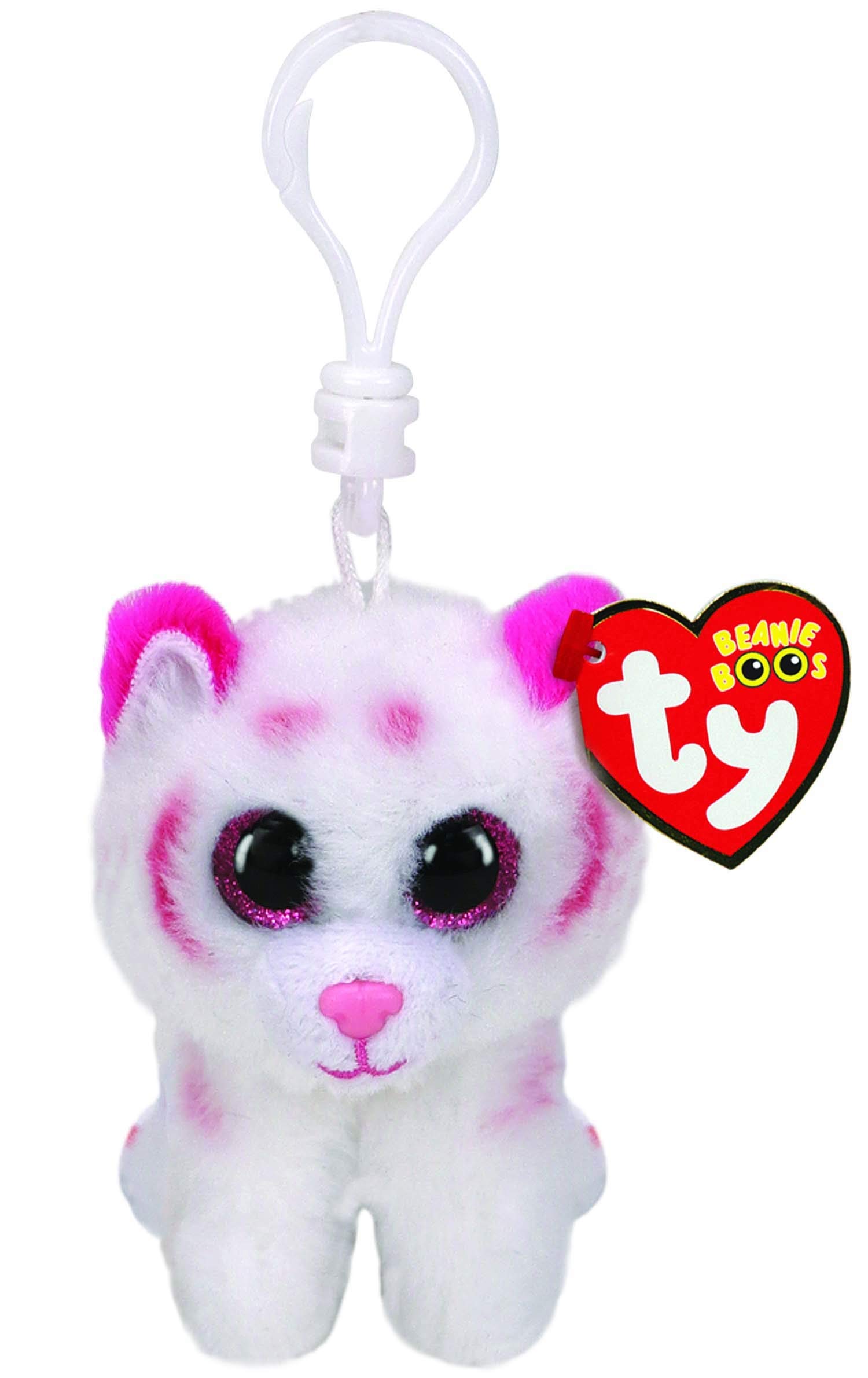 TY 2005114 Tabor Tiger Keychain, White, 7 cm