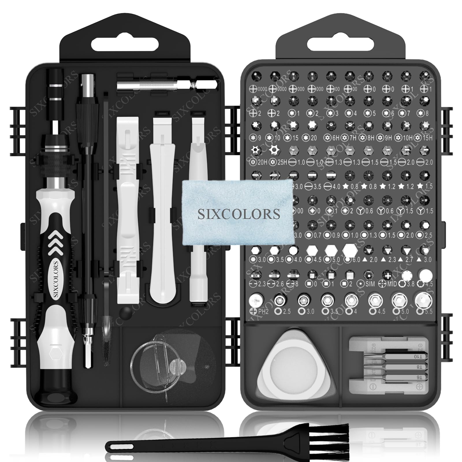 SIXCOLORS Laptop 125 PCS Precision Screwdriver Set, Magnetic Small Screwdriver Set Electronics Repair Tool Kit Mini Magnetic Screwdriver Kit for PC Glasses Computer iPhone MacBook Phone Watch ps5