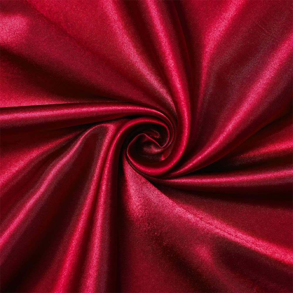 AiMay 6 Piece Satin Bedding Sheet Pillowcase Sets Deep Pocket Luxury Rich Silk Silky Super Soft Solid Color Reversible Sexy Honeymoon Stain-Resistant Wrinkle Free (Queen, Burgundy: Kitchen & Dining