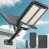 VOOJOY Solar Street Lights Outdoor, 7000K Solar Light Outdoor LED Street Light Dusk to Dawn, LED Wide Angle Lamp with Motion Sensor and Remote Control, for Parking Lot, Yard, 9000W