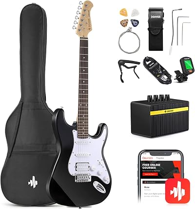 Donner 39 Inch Electric Guitar Beginner Kit HSS Pickup Bundle Full-Size