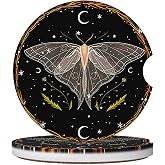 ABLESKY Car Cup Coasters 2Pack Absorbent Anti Slip-Blackmoth | Car Coasters for Cup Holders,Car Cup Holder Coaster 2.56 Inch Ceramic Universal Size Auto Interior Accessories for Women Men