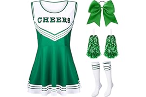 SATINIOR 4 Pcs Cheerleader Costumes for Women Adults Girls Cheer Uniform Outfit for Football Party