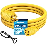 Kohree Nema L14-30 Generator Cord 30 Amp 4 Prong 10FT, Heavy Duty Generator Power Locking Cord for Manual Transfer Switch, El