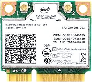 Intel Dual Band Wireless-AC 7260 7260HMW Half Mini PCIe PCI-Express WLAN WiFi Card Module 802.11 ac 867Mbps Bluetooth BT 04W3814 for IBM Lenovo