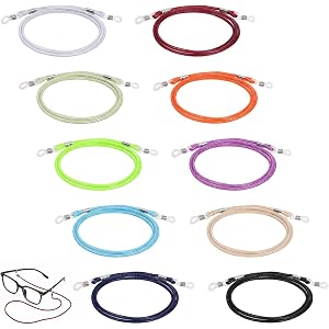Ajcotahm 10 Pcs Eyeglass Strap, Waxed Cord Glasses Lanyard Colorful Eye Glasses Holders Around Neck Sunglasses String Chains