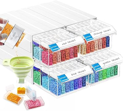 ARTDOT Diamond Art Storage Boxes 4 Set 140 Slots Transparent Drawers