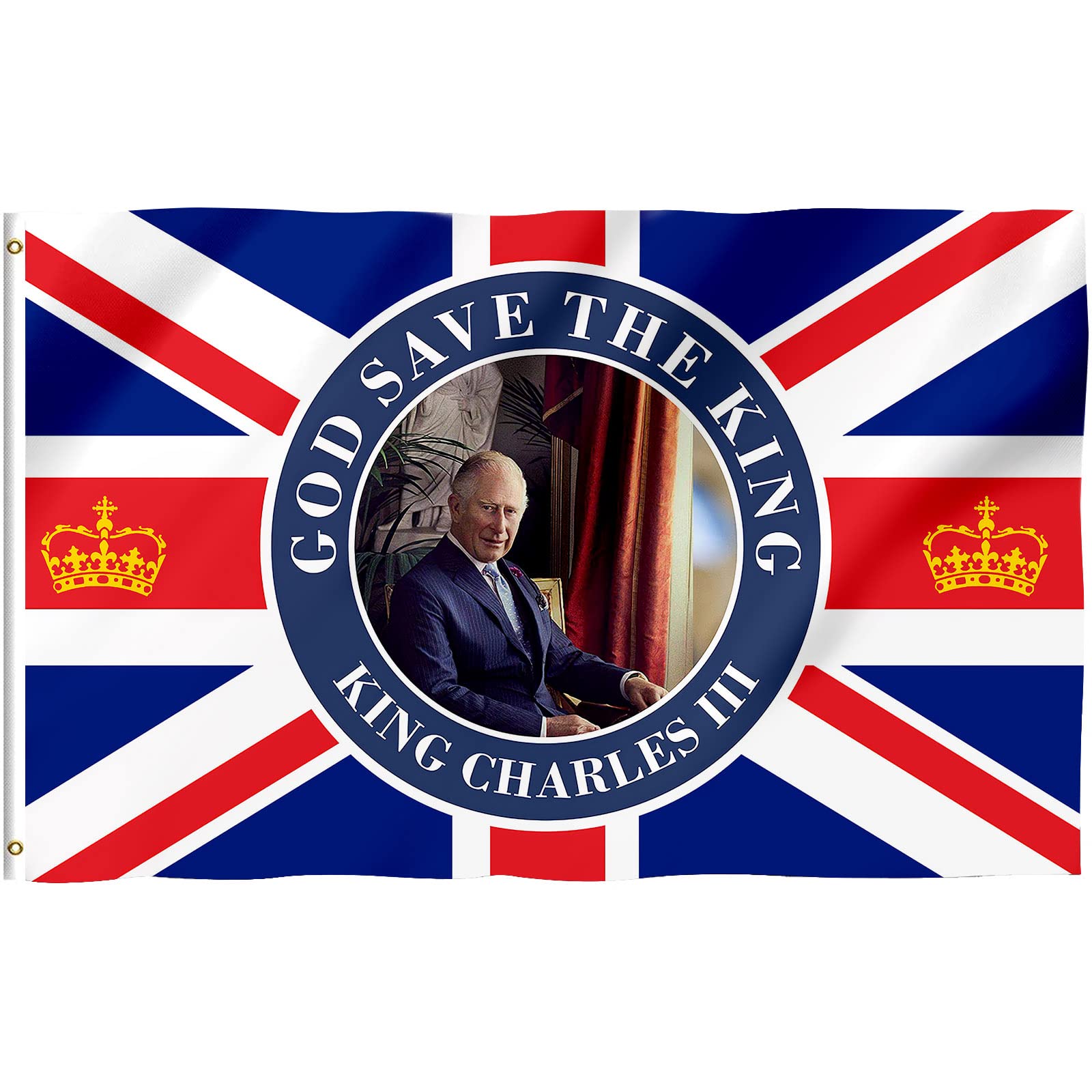 Gelasgo King Charles III Flag, 5ft x 3ft King Charles Coronation Flag, Union Jack Flags for Coronation Celebration Party, Event Decorations