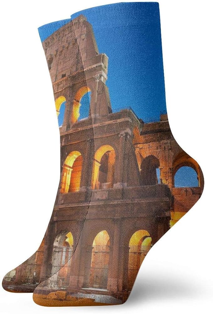 heefan Italy Rome Colosseum Unisex Comfortable Crew Socks Athletic