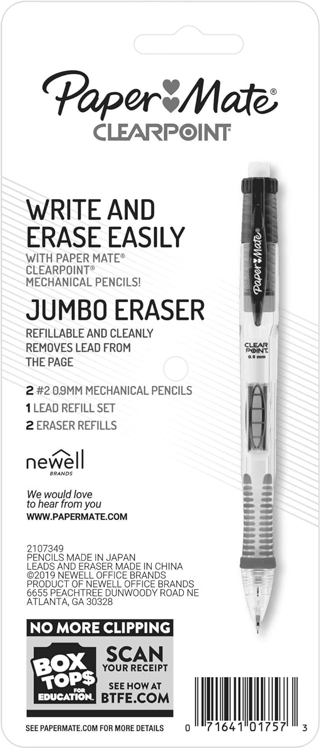 Paper Mate Clearpoint Mechanical Pencils and Lead Refills, 0.9 mm Pencil, Pencils for School Supplies, 2 Pack : Office Products