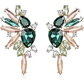 EVER FAITH Vintage Rhinestone Statement Earrings, Fashion Bling Colorful Marquise Drop Crystal Cluster Dangle Pierced Earrings for Women