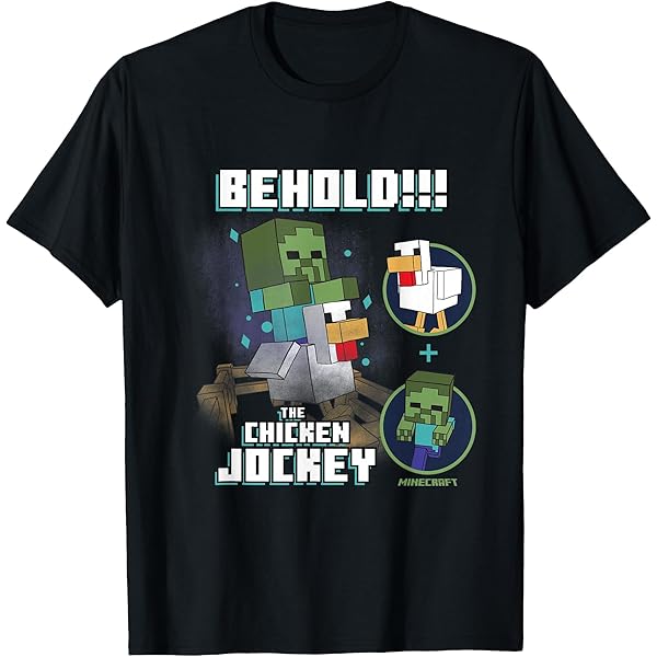 Amazon.com: Minecraft Chicken Jockey Aiming to Attack T-Shirt