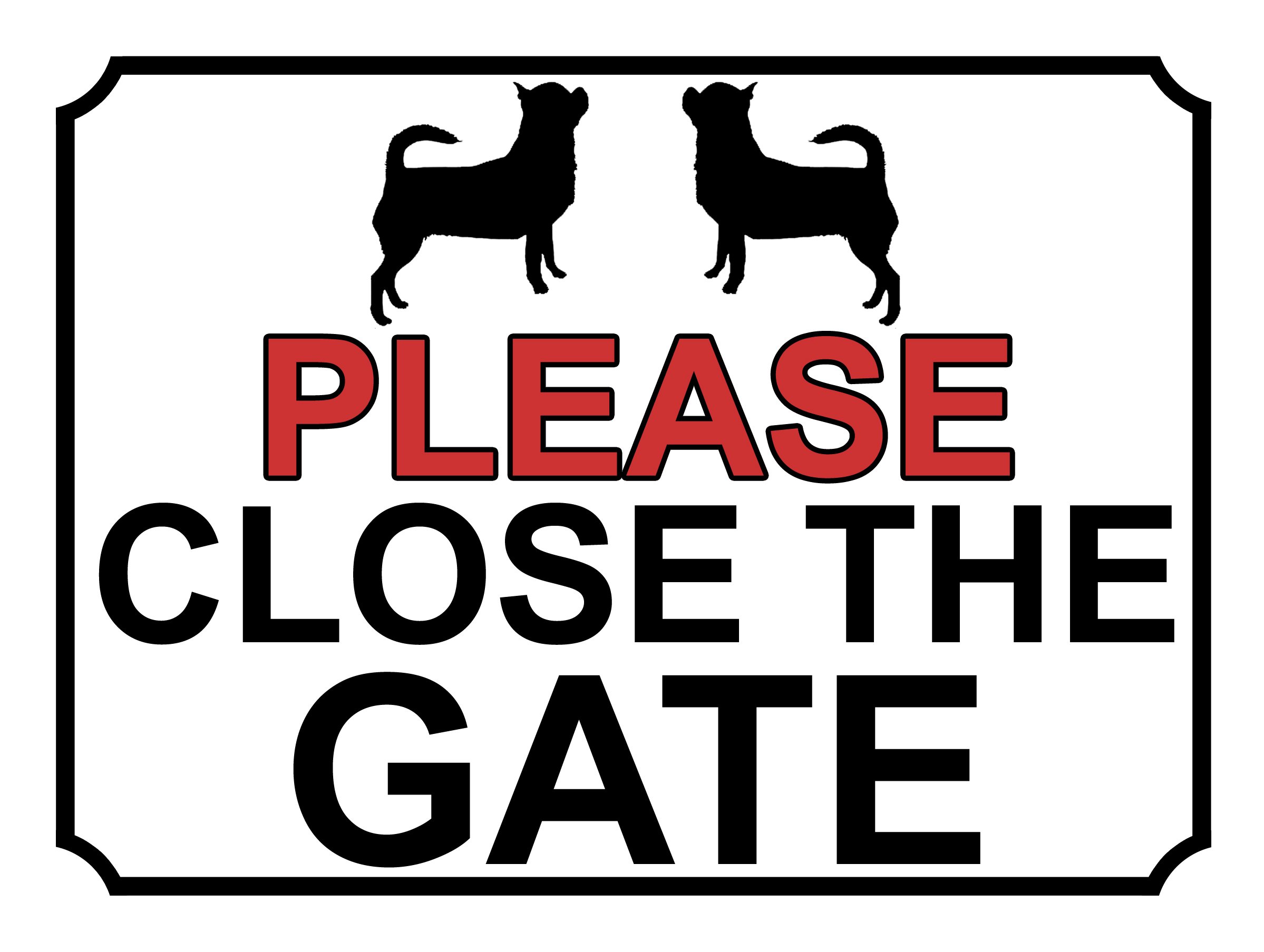 SHAWPRINT PLEASE CLOSE THE GATE DOG THEME METAL SIGN 200MM X 150MM (501H1)