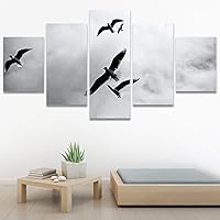 SIGNWIN 5 Panel Canvas Wall Art Birds Soaring in Sky for Home Decorations Ready to Hang - 60
