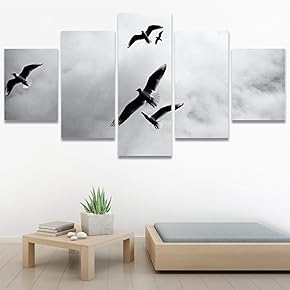 SIGNWIN 5 Panel Canvas Wall Art Birds Soaring...