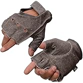 Milwaukee Leather MG7557 Men's Grey Leather Gel Padded Palm Fingerless Motorcycle Hand Gloves W/Breathable ‘Open Knuckle’