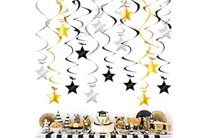 2026 Graduation Decorations Swirls - 30 Pack Hanging Ceiling Decor with Stars, Plastic Streamers for Graduation Party, Birthd