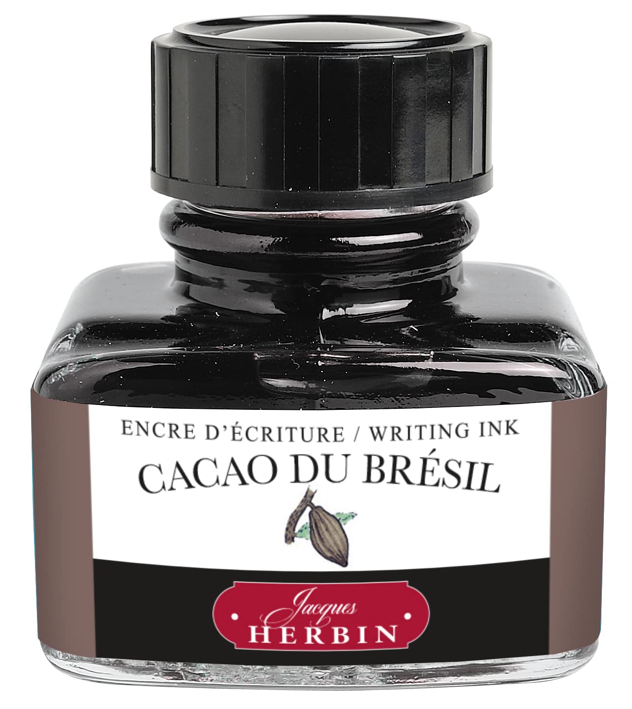 Jacques Herbin 13045T - One 30 ml Bottle of Ink for Fountain pens and rollerballs, Cacao de Brésil/Brazilian Cocoa - Made in France - Calligraphy Writing — image 1