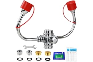 Lunarlipes Faucet Mounted Eyewash Station with Cover, Reliable First AID Emergency Eye Wash Unit for Sink Attachment, for Lab, Factory, Industry Site, Office and Home, Equipped with 4 Adapters