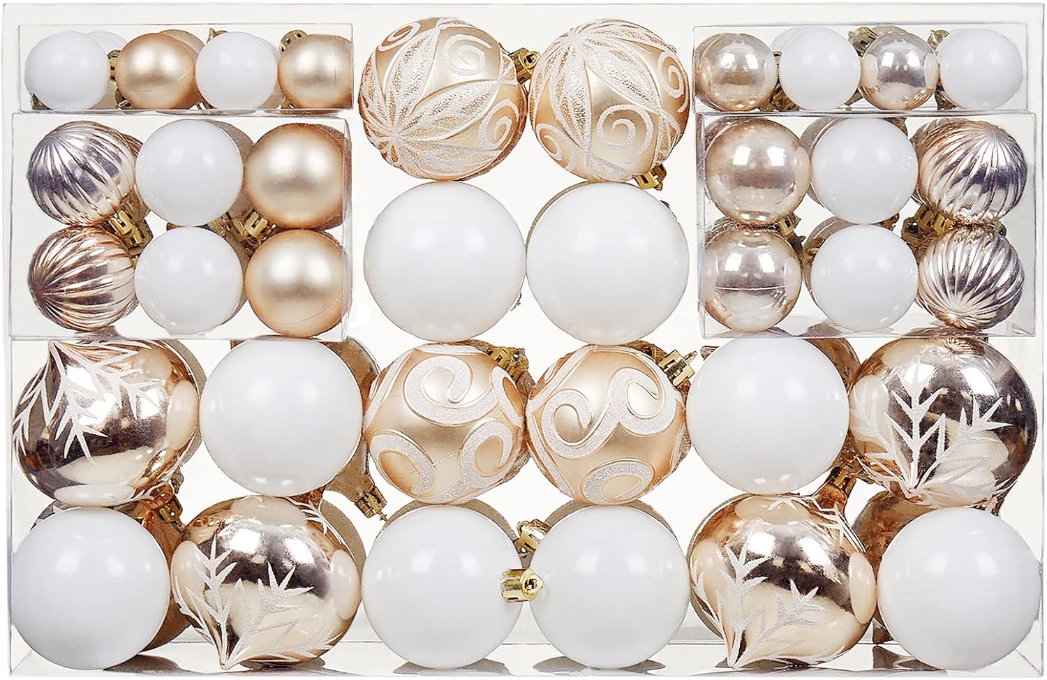 Ornaments - 100ct Assorted Christmas Ball Ornaments Set,Shatterproof Seasonal Christmas Tree Decorations with Reusable Gift Package for Xmas Holiday Wedding Party and Home Decor (Champagne Gold)