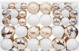 JORYSICS 100ct Assorted Christmas Ball Ornaments Set,Shatterproof Seasonal Christmas Tree Decorations with Reusable Gift Package for Xmas Holiday Wedding Party and Home Decor (Champagne Gold)
