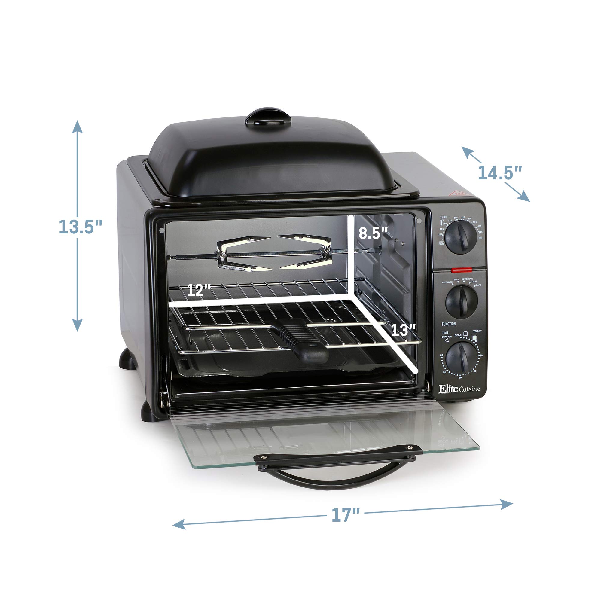 Elite Cuisine ERO2008S Countertop XL Toaster Oven with Rotisserie