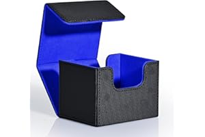 ZLCA Card Deck Box for Trading, MTG Commander - Holds 120+ Sleeved Cards, Leather Magnetic Storage Box for TCG CCG Magic (Bla