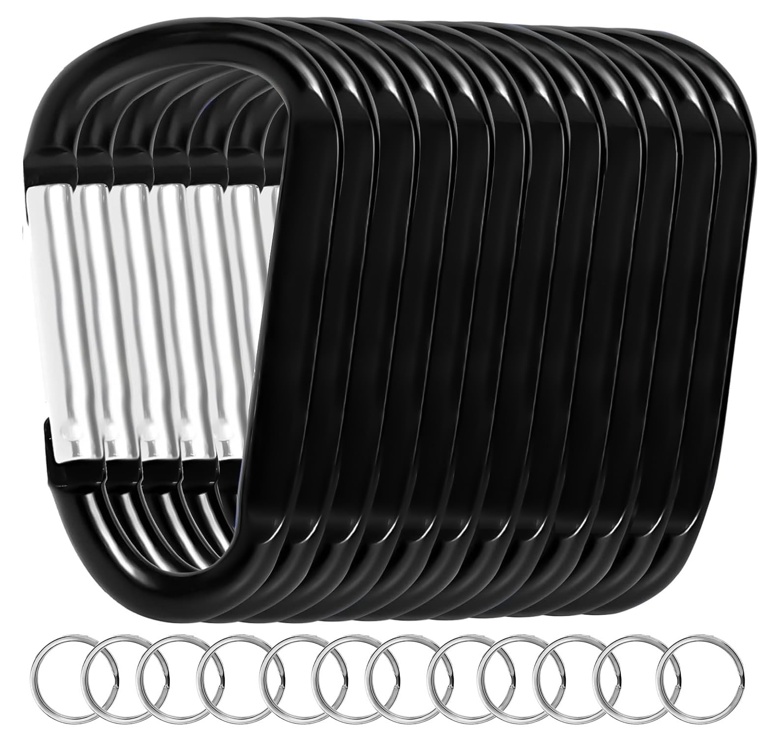 Photo 1 of 12PCS Carabiner Keychain Clip - 3" Aluminum Caribeener Key Clip,D Ring Shape Nonlocking Carabeaner Hook Buckle,Multi-Function Spring Snap Key Clips Tool for Home,Camping,Hiking,Traveling,Backpack