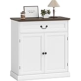 HOMCOM 32" Sideboard Buffet Cabinet, Farmhouse Coffee Bar Cabinet with Thick Top, Quiet Drawer and Adjustable Shelf for Kitch