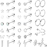 FASACCO Cartilage Earring 18G Flat Back Stud Earrings Surgical Steel Helix Tragus Piercing Jewelry