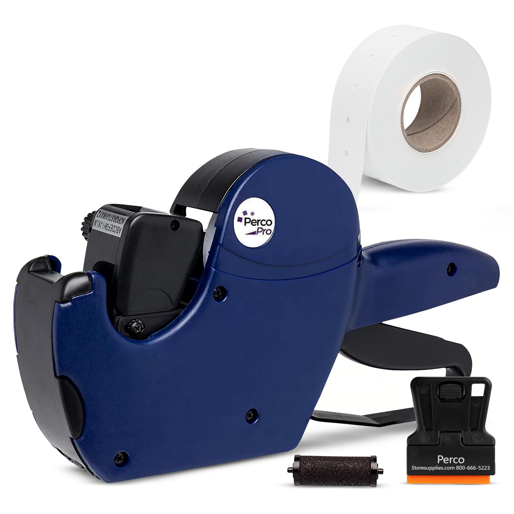 Photo 1 of Perco Pro 2 Line Price Gun, 8 Digit 2 Line Price Label Gun Preloaded with Roll of 750 White Labels & Inker
