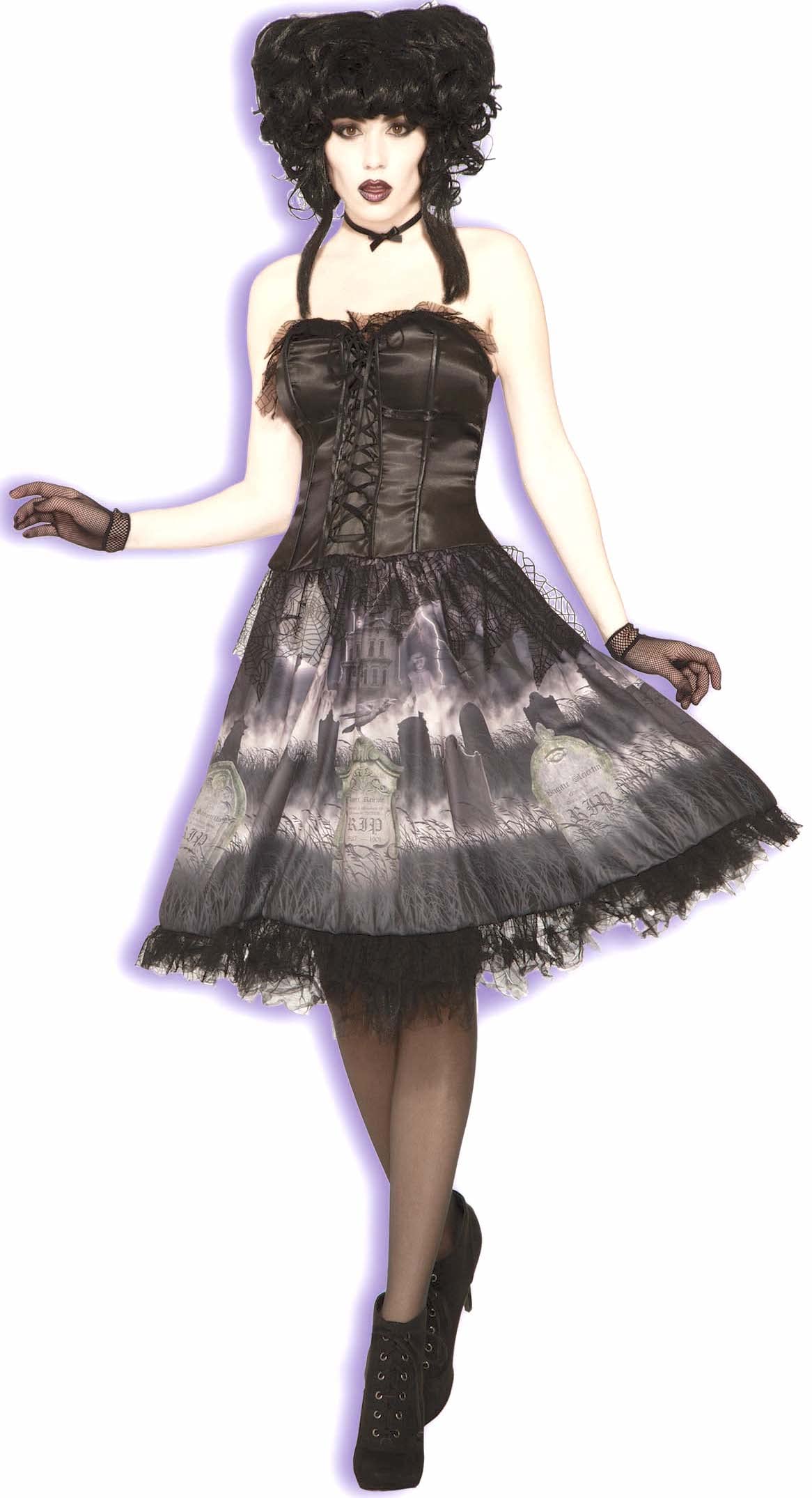 Bristol Novelty AC80713 Cemetery Doll Dress, Women, Black