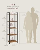 VASAGLE 5-Tier Bookshelf 30 x 39.6 x 154 cm Industrial Rustic Brown Ink Black view 3