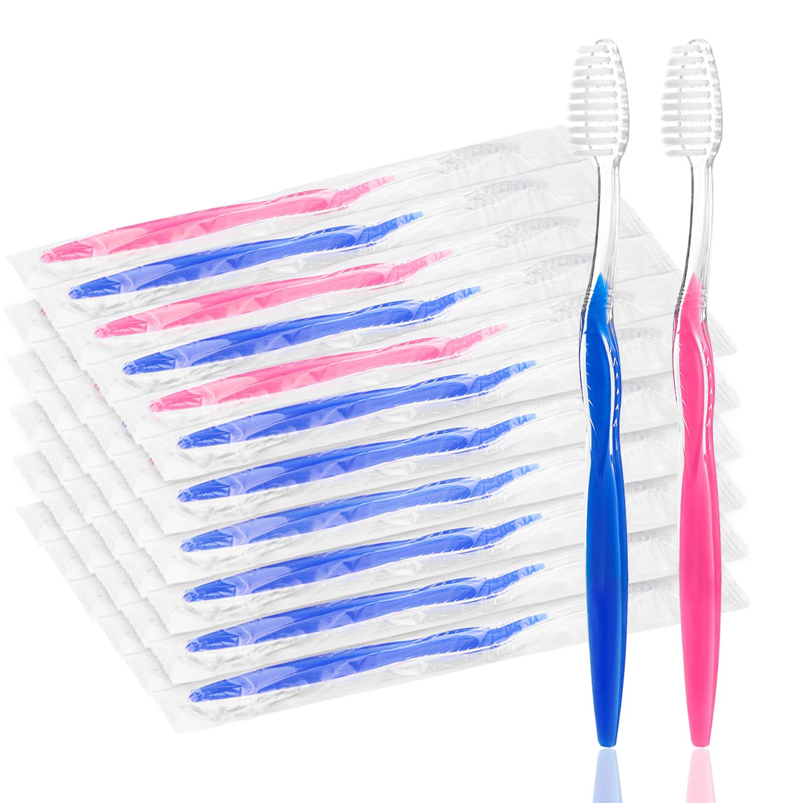 HQSLsund 20 pcs Prepasted Disposable Toothbrushes Bulk Individually Wrapped Pre Pasted Soft Bristle Tooth Brush Set Travel Toothbrushes for Homeless Gift Hotel Camping Travel