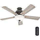 Hunter Fan 52 inch Casual Noble Bronze Indoor Ceiling Fan with Light Kit and Remote Control (Renewed)