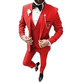 TUXBURNTXZ Mens Suits Slim Fit Suits for Men 3 Piece Tuxedo Wedding Prom Suit Formal Business Fashion