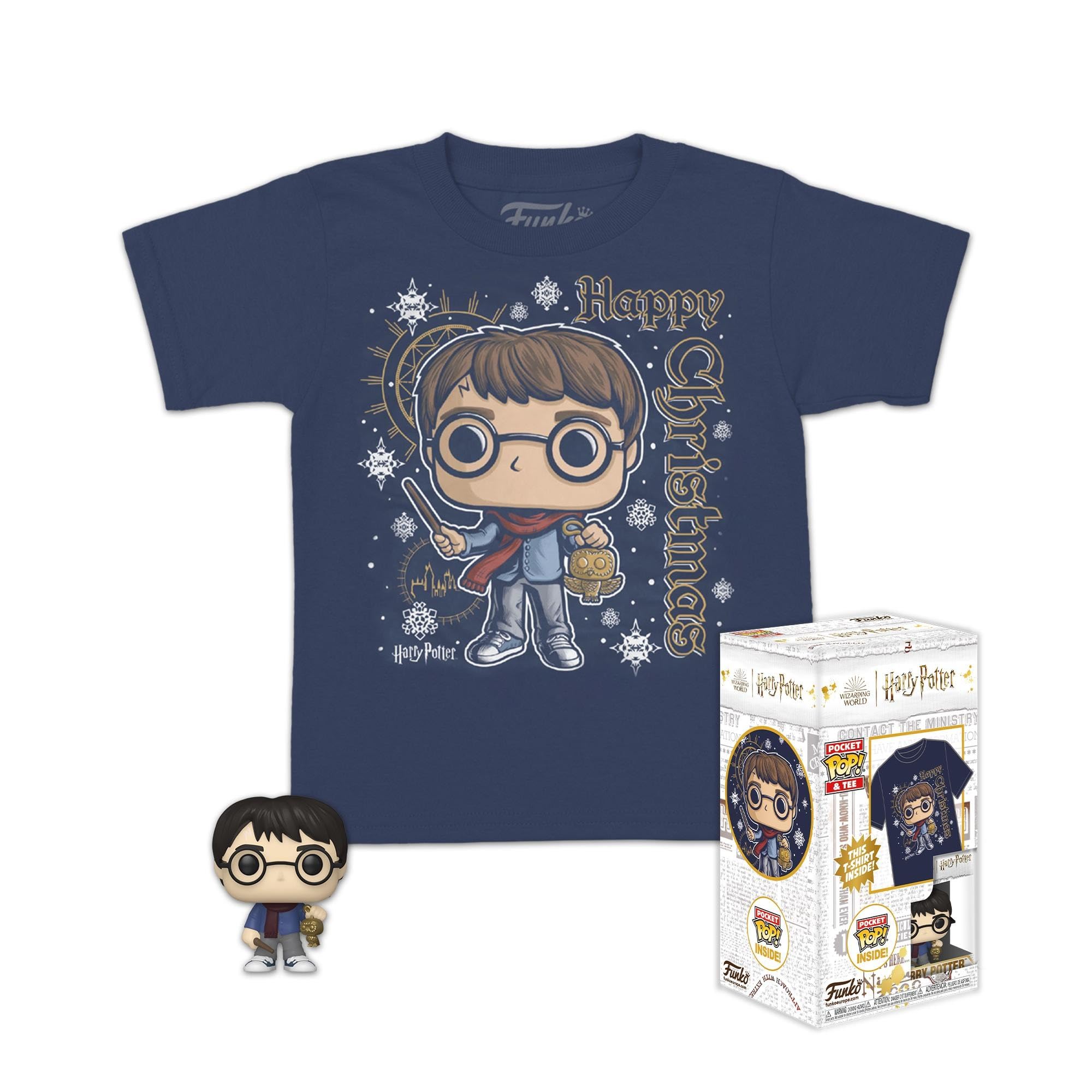 Funko Pocket Pop! & Tee: Harry Potter - Holiday Harry - for Children and Kids - Medium - T-Shirt - Clothes With Collectable Vinyl Minifigure - Gift Idea - Toys and Short Sleeve Top for Boys and Girls