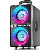 YIER Bluetooth Speaker, 200W Peak Loud Party Speakers with Deep Bass | 20H Playtime, TWS, BT5.3, Large Portable Wireless BoomBox with LED Light for Outdoor Backyard Beach Home(Black)