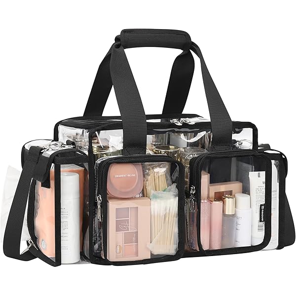 Enkrio Bolsa Transparente Grande: Tu Neceser De Viaje Resistente Y Aprobado Por La TSA | Bolso De Gimnasio Impermeable Con 6 Bolsillos Para Mujer Y Hombre