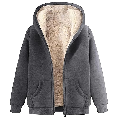 Nuaoxyeu brown jacket men Winter Jackets for Men Full Zip Teddy Fleece Hooded Jacket Solid Color Thick Warm Hoodie Top Fluffy Loose Fit Outdoor Coats Soft thermal jackets for uk
