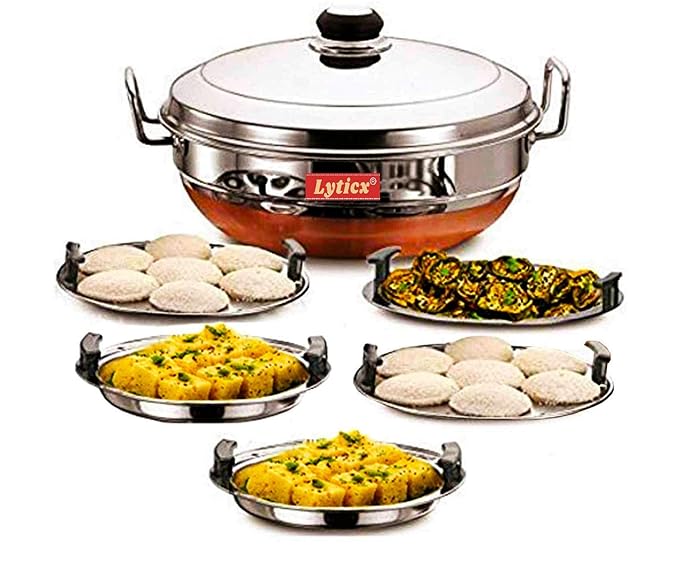 Buy Lyticx® AllInOne Idli Cooker Multi Kadhai Steamer with Copper Bottom Dhokla Maker Idli