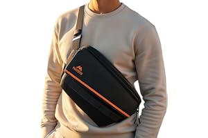 MATEIN EDC Fanny Pack for Men, Expandable Tactical Crossbody Sling Bags Anti-Theft Tech Crossbody Pouch with 3-Point Strap, Lightweight Waterproof Mens Chest Bag for Travel Running Hiking, Black