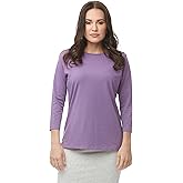 ESTEEZ 3/4 Sleeve Crew Neck Cotton T-Shirt for Women - Relaxed Fit - Base Layering Top