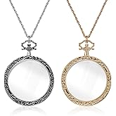 Chunful 2 Pcs 10X Magnifying Glass Necklace for Women Reading Magnifying Glasses Pendant Necklace with Chain for Library, Reading, Zooming and Jewelry