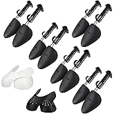 SYINUOYIS 7 Pairs Plastic Shoe Stretchers for Men,Include 5 Pairs Adjustable Length Shoe Trees and 2 Pairs Shoe Boot Creases Preventers