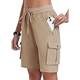 MoFiz Women's 10" Hiking Cargo Shorts Lightweight Quick Dry Outdoor Running Athletic Short Summer Travel Loose 6 Pockets